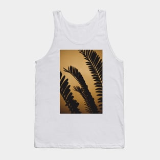 Golden Shaded Palm Leaves Tank Top